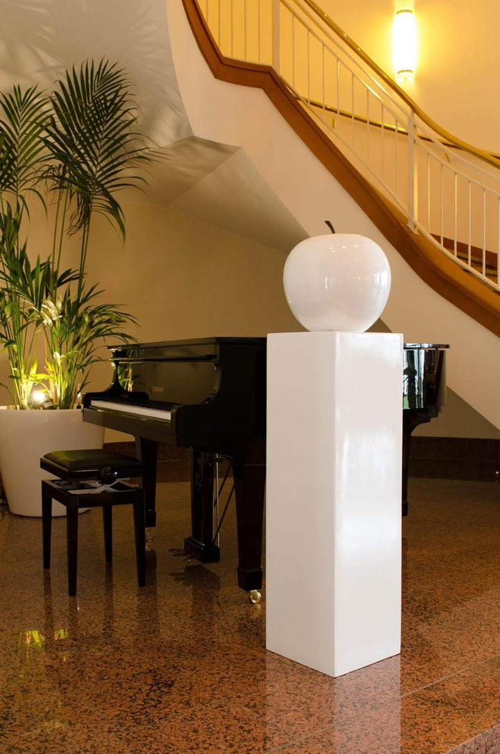 VIVANNO Podest Dekosäule Blumenständer Fiberglas Weiss Hochglanz 30x30x100 cm für Pflanzen und Deko