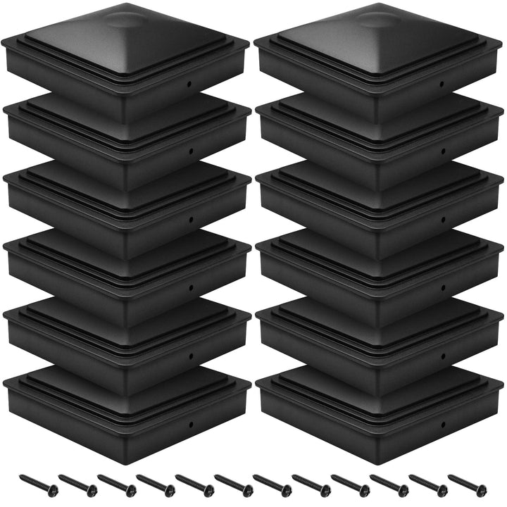 Bonna pfostenkappen 7x7CM, 24Stück Pfostenkappe, Plastik Abdeckkappen für Zaunpfosten mit Schrauben