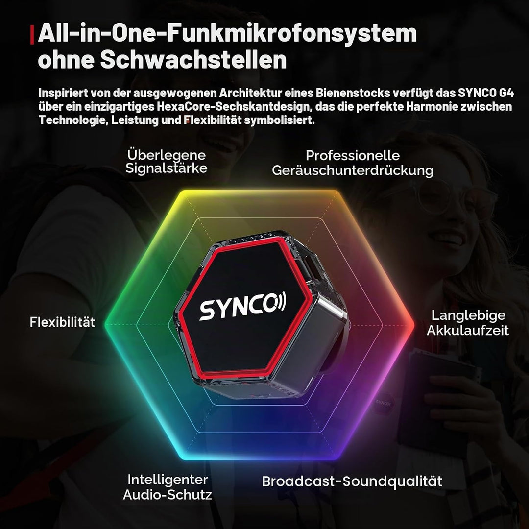 SYNCO G4 Wireless Lavalier Mikrofon kabelloses Mikrofons, 2.4 GHz mit 200 m Reichweite 2,0 Geräuschu