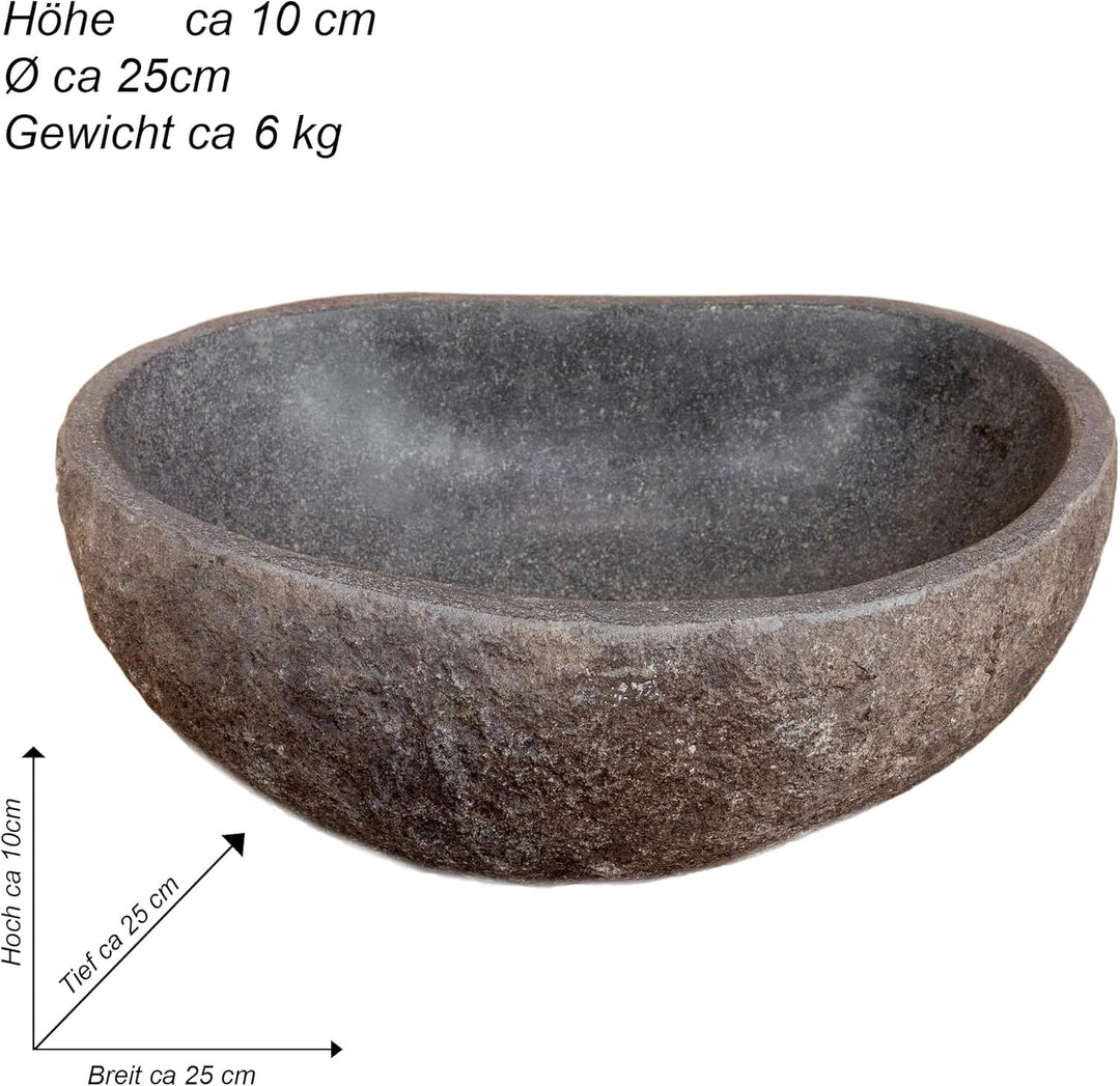 ART-CRAFT Steintrog Vogeltränke - Tier-Wassernapf aus Naturstein - Handgefertigte Schale Ø ca 25 cm