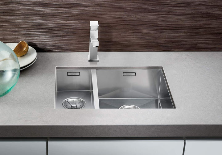 BLANCO Zerox 340/180-U, Doppel-Spülbecken (Hauptbecken links), Küchenspüle, für den Unterbau, Unterb
