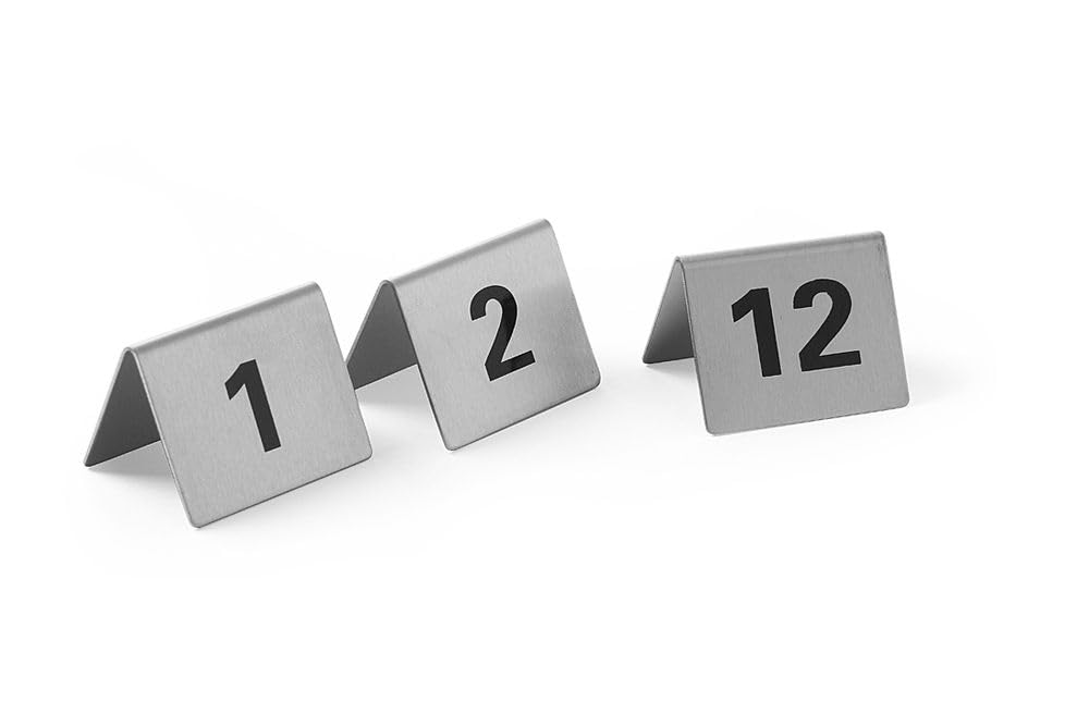 HENDI Tischnummern, Nummer 1-12, 50x35x(H)40mm, Edelstahl 18/0 Edelstahl 50x35x(H)40mm Numbers 1-12,