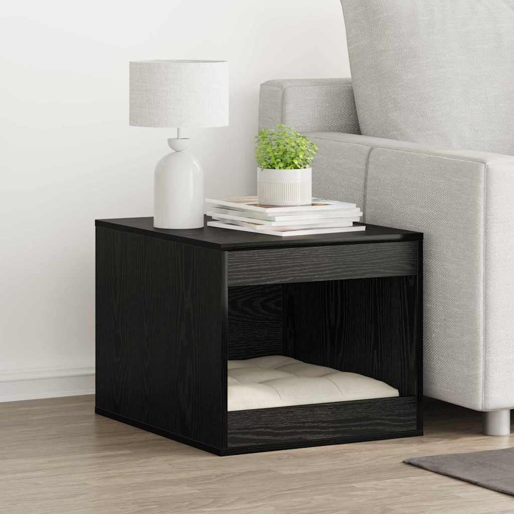 vidaXL Katzenstreu Box Umzäunung Schwarz Eichen-Optik 47 x 59 x 42 cm, Modernes rechteckiges Katzenh