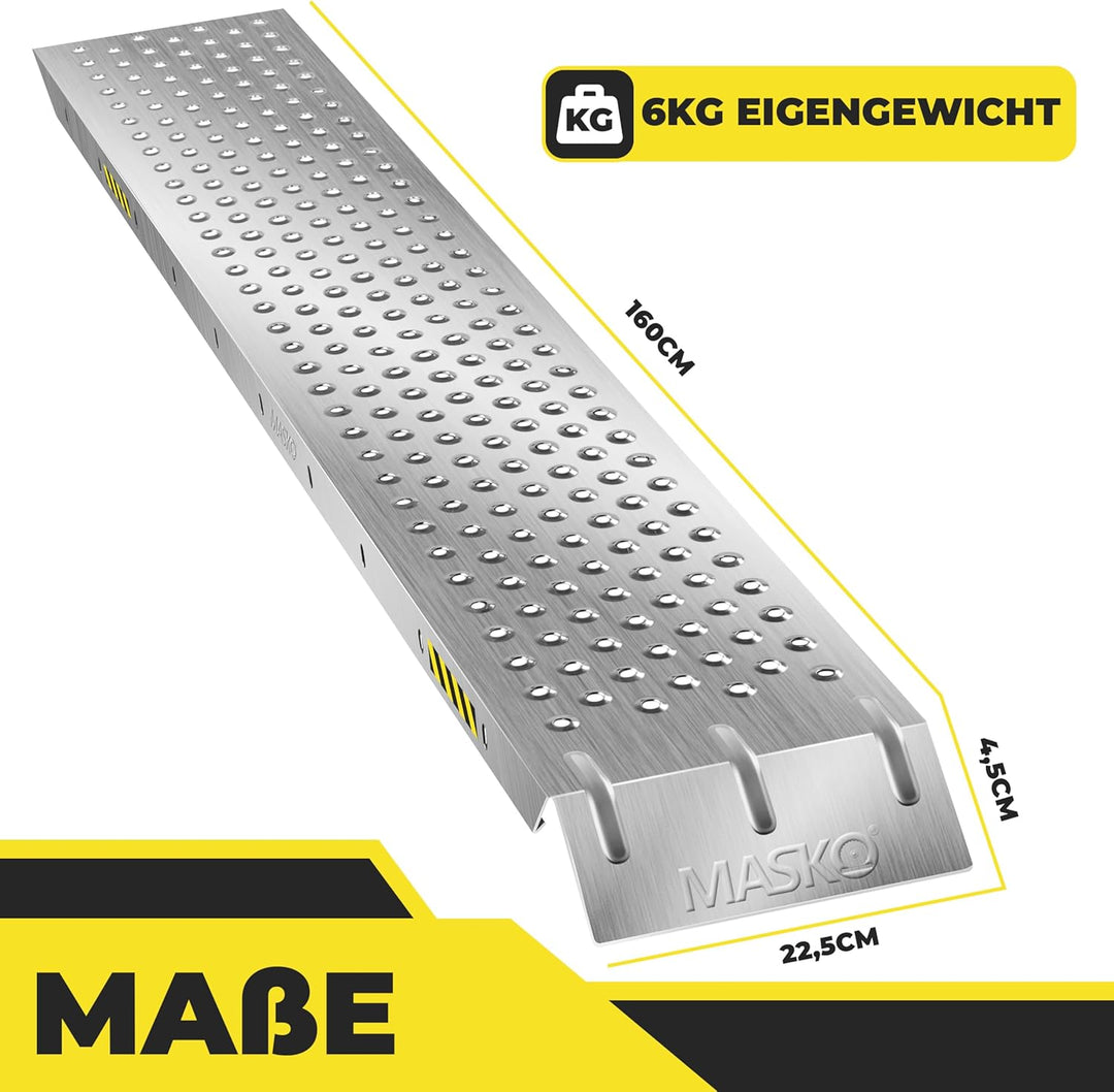 MASKO® 2X Auffahrrampe | Verladerampe | Verladeschiene | verzinkter Stahl | Antirutsch | 200kg* Pro