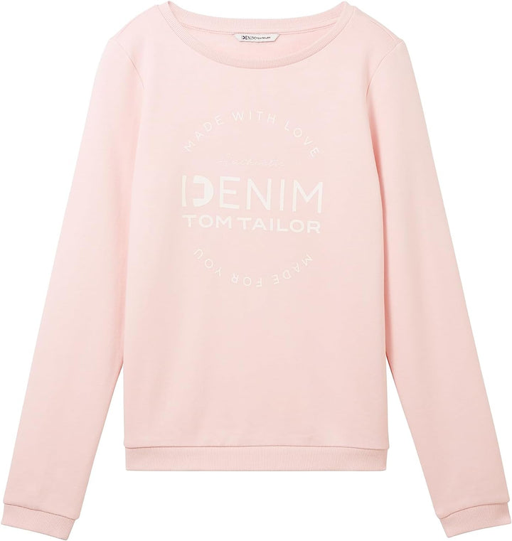 Tom Tailor Denim Damen 1039817 Sweater mit Logo-Print & Raffarm (1er Pack) M 14557 - Light English R