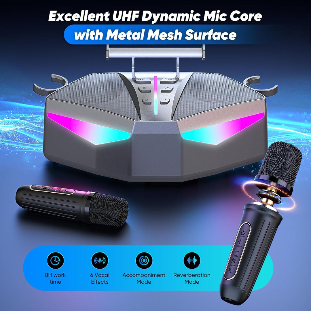 Karaoke-Maschine : Echter Tragbarer Lautsprecher mit 35 W, 8-Stunden-Autonomie, 2 Aufladbare Drahtlo