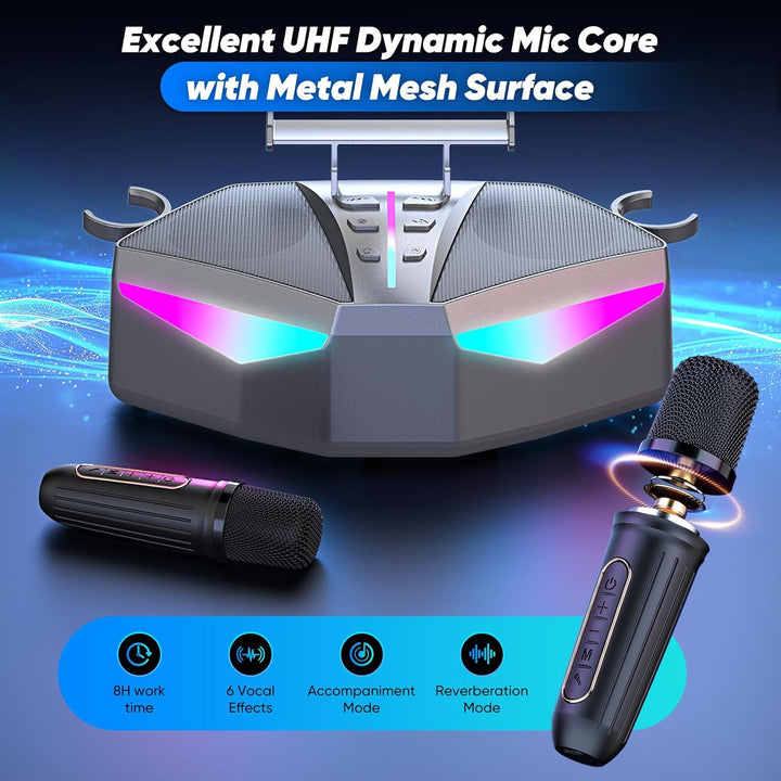 Karaoke-Maschine : Echter Tragbarer Lautsprecher mit 35 W, 8-Stunden-Autonomie, 2 Aufladbare Drahtlo