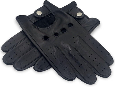 ZLUXURQ Herren Fahrerhandschuhe aus 100% Leder,Unliniert Lederhandschuhe Large(22.9-24.1cm) Schwarz-