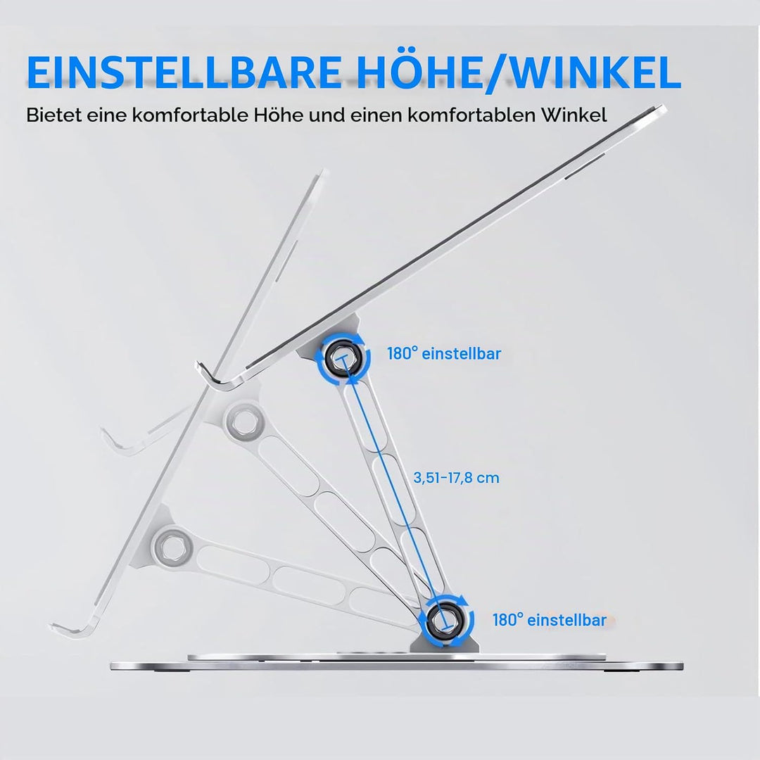 Laptop-Kühlpad 360° drehbarer Laptop-Ständer mit 5" Turbo-Kühllüfter, 2 verstellbaren Neigungswinkel