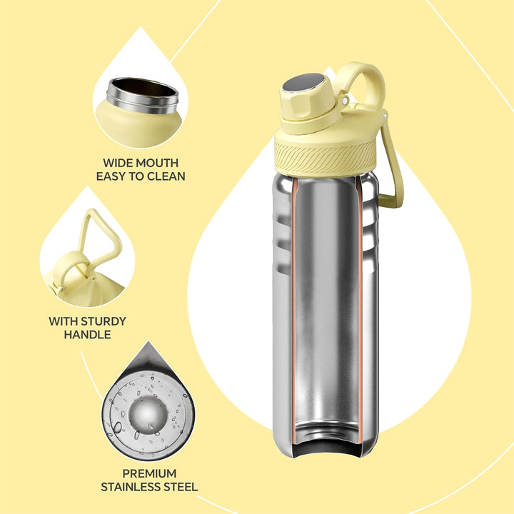 IDEUS Vakuumisolierte Wasserflasche, 24oz (710 ml) Edelstahl Doppelwand Flasche Metall Sport Kantine