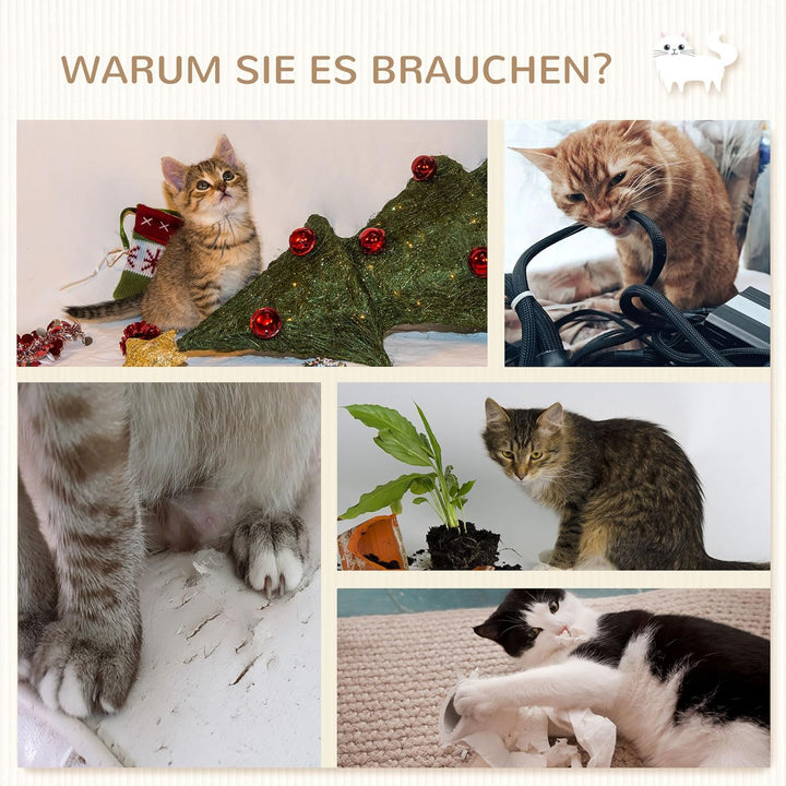 PawHut Kletterwand Katzen, 4-teilig Katzenkletterwand Set, Katzen Wandelemente mit Kaztentreppe, Hän