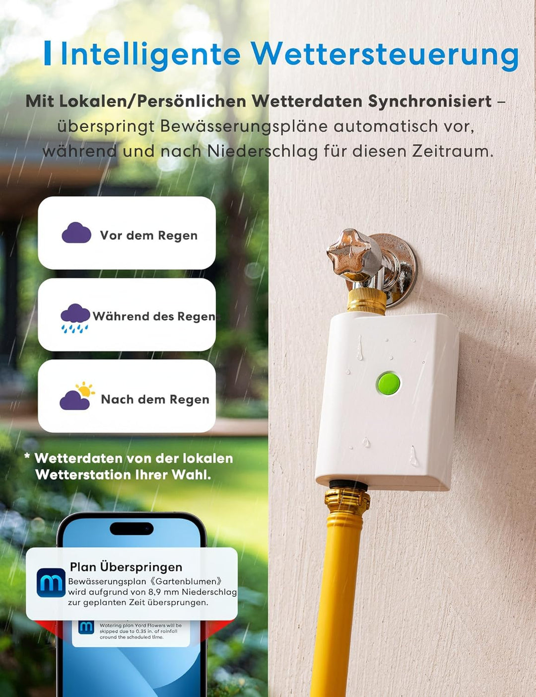 Meross Bewässerungscomputer WLAN MST100 | Automatische Bewässerung - APP Steuerung | Aussen-Fernsteu
