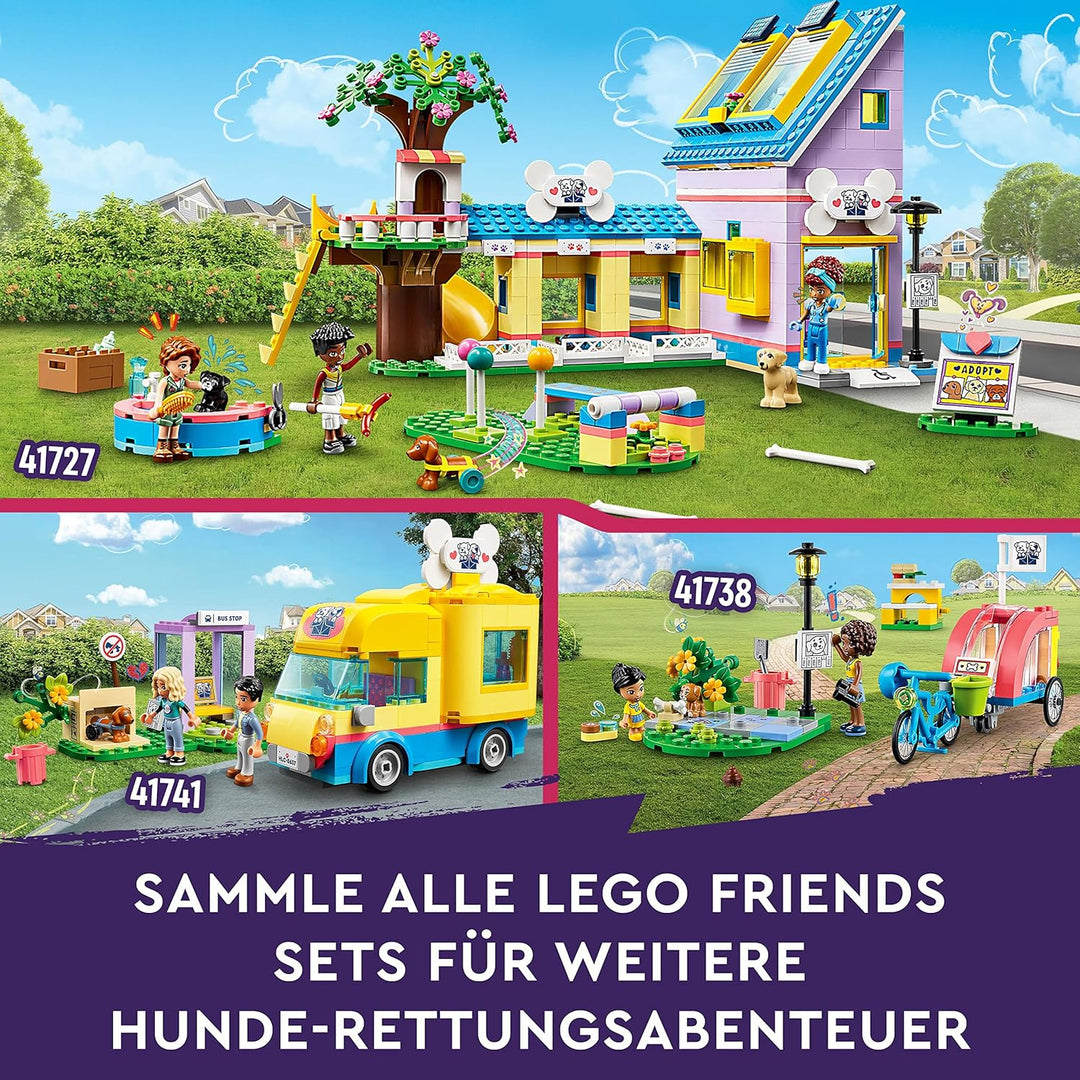 LEGO 41727 Friends Hunderettungszentrum, kreatives Tierarzt Spielzeug mit Mini-Puppen und Welpen-Fig
