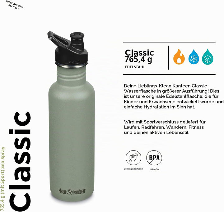 Klean Kanteen Classic Trinkflasche Meeresspray 800 ml 800 ml Meeresspray, 800 ml Meeresspray