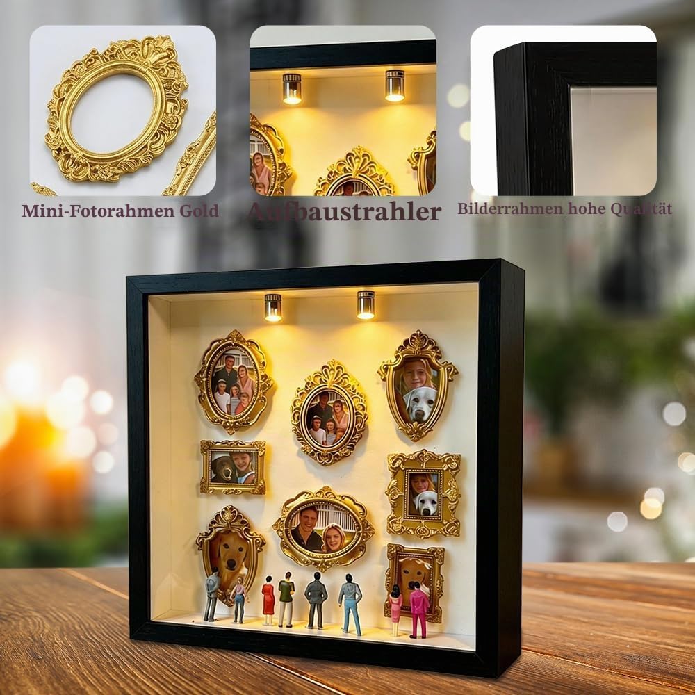 DIY Mini Museum Silhouette Box, Mini Figuren Menschen Museum mit lichtern, Kreatives Erinnerungsdisp