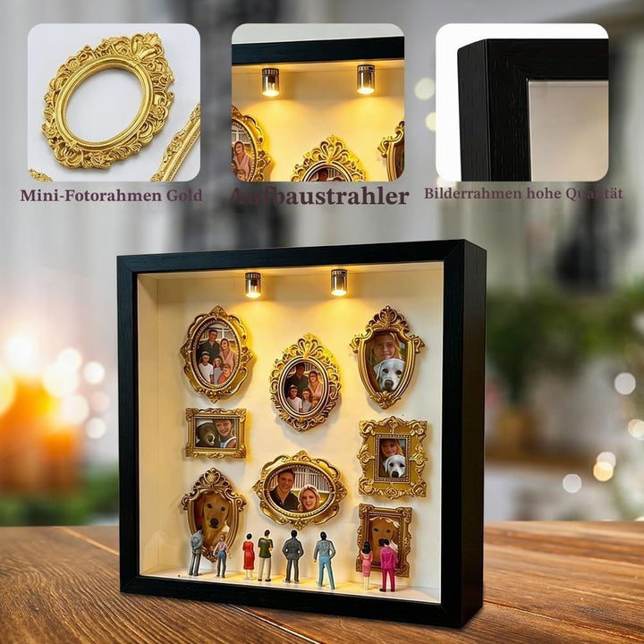 DIY Mini Museum Silhouette Box, Mini Figuren Menschen Museum mit lichtern, Kreatives Erinnerungsdisp