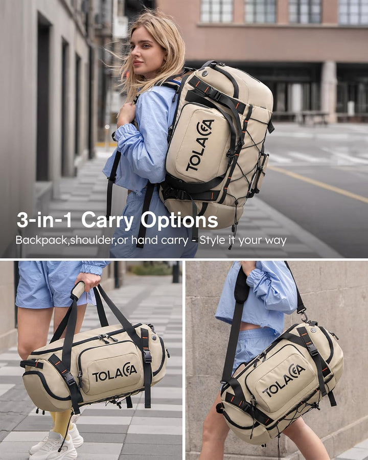 Tolaccea Sporttasche Rucksack für Herren & Damen – 40L grosse Reisetasche mit Schuhfach, Nassfach &