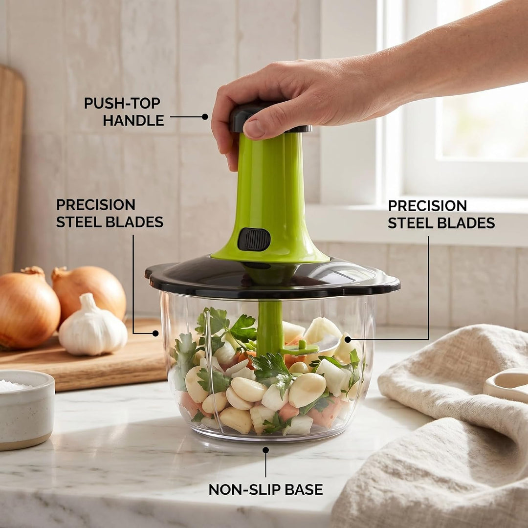 Fockety Manuelle Küchenmaschine, Rostfreier Gebogener Schneider, Ergonomischer Griff für Mühelose Le
