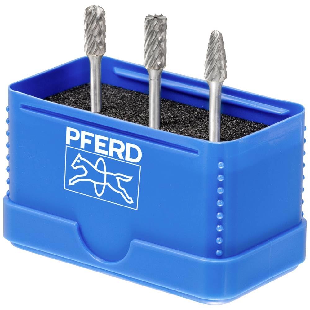 PFERD Hartmetall-Hochleistungskleinfrässtift Set, 3-teilig | Zahnung ALLROUND, Schaft-ø 3 mm, Frässt