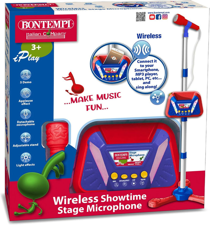 Bontempi | WirelessStage Mic Kabelloses Bühnenmikrofon für unbegrenzte Aufführungen, Blau, 360 x 360