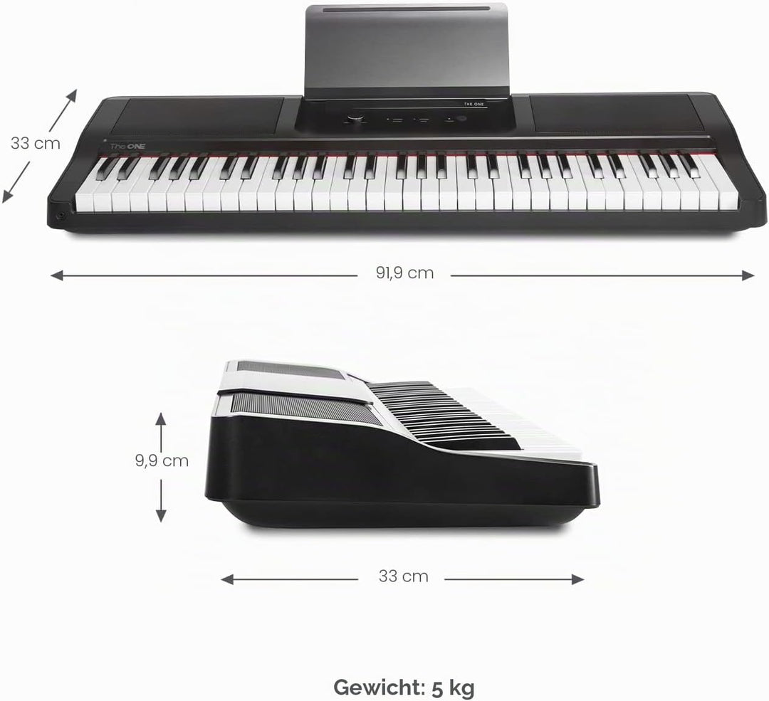 The ONE Smart Keyboard Light, 61 Tasten E-Piano mit Anschlagdynamik, tragbares Keyboard für Anfänger