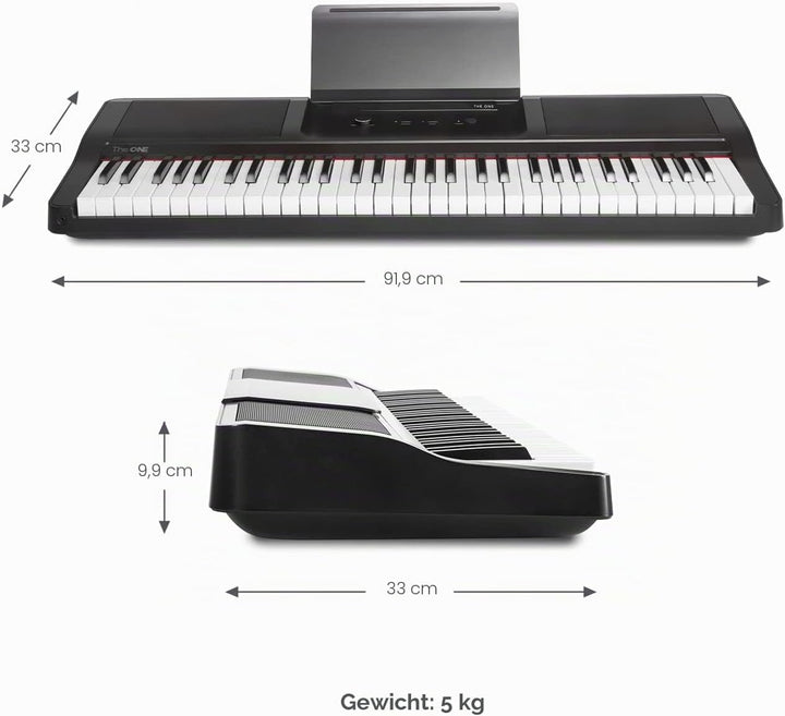 The ONE Smart Keyboard Light, 61 Tasten E-Piano mit Anschlagdynamik, tragbares Keyboard für Anfänger