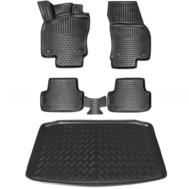 ELMASLINE Gummimatten & Kofferraumwanne Set für VW TIGUAN II 2016-2024 | 2.Generation | Extra hoher