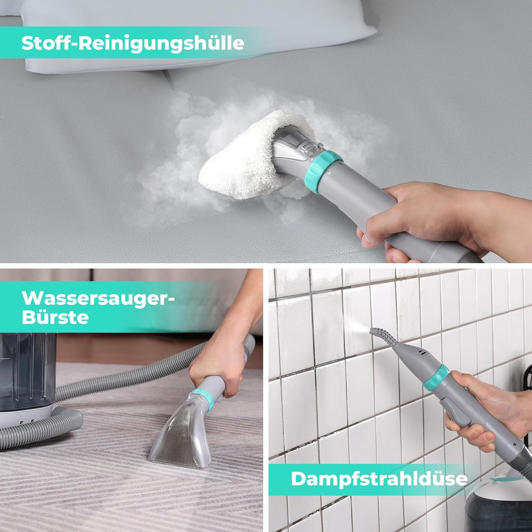 HAUSHOF Waschsauger mit Dampffunktion, StainZapper Vapo Teppichreiniger Polsterreiniger Gerät mit Wa