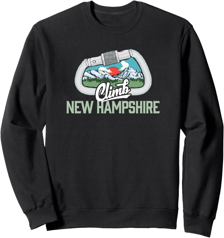 Climb New Hampshire Retro Rock Climbing Vintage Carabiner Sweatshirt