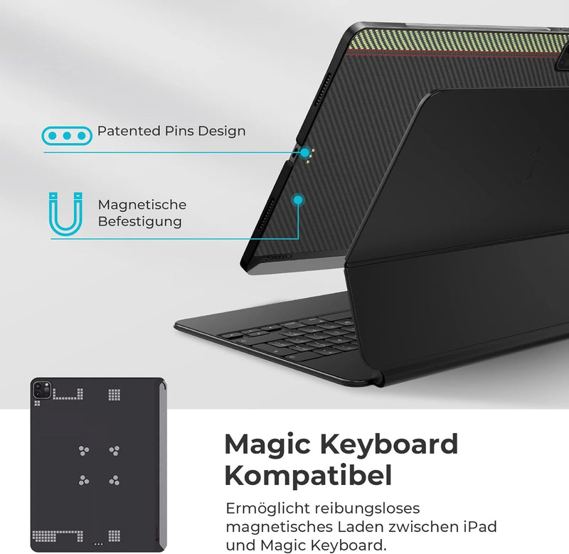 PITAKA Hülle für iPad Pro 11 Zoll 2021 Magnetische Schutzhülle Kompatibel mit Magic Keyboard Ultradü