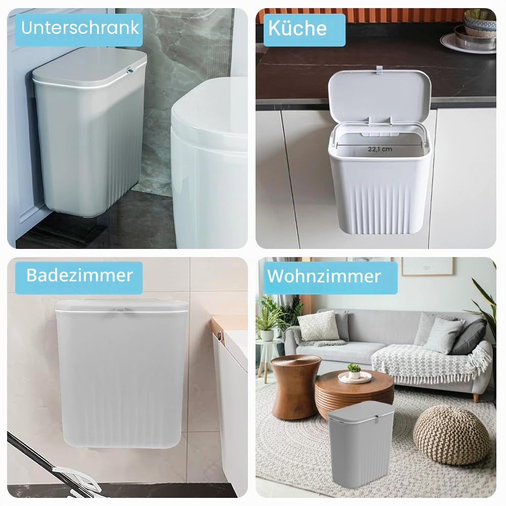 9L Mülleimer Hängend mit Deckel,Camping Mülleimer,Wandmontage Biomülleimer Küche,Kunststoff Geruchsd