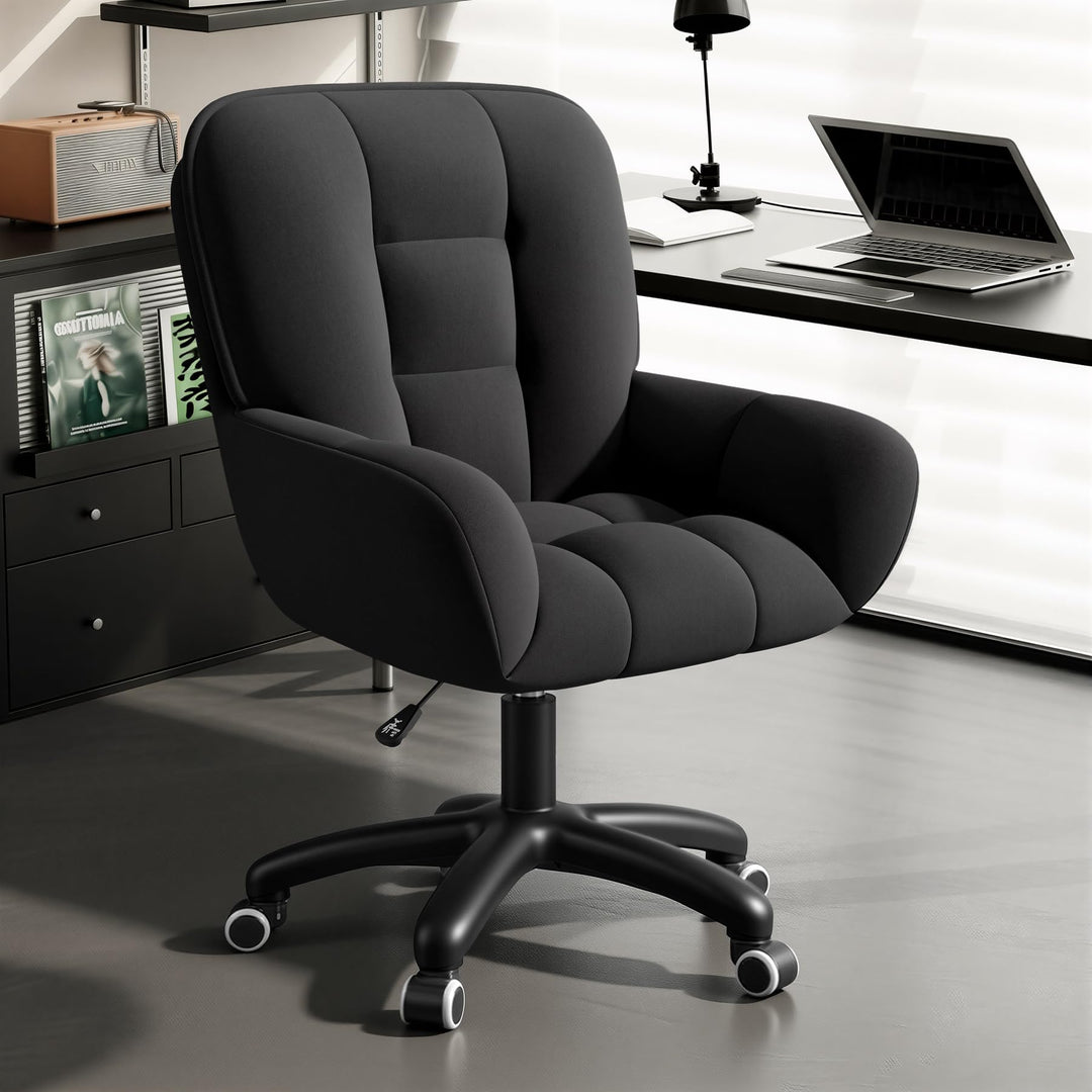 Homeoffice & Schminkstuhl 2-in-1 Ergonomischer Samt Drehstuhl 360°, Höhenverstellbar für Arbeitszimm