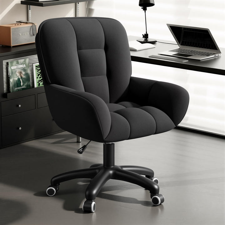 Homeoffice & Schminkstuhl 2-in-1 Ergonomischer Samt Drehstuhl 360°, Höhenverstellbar für Arbeitszimm