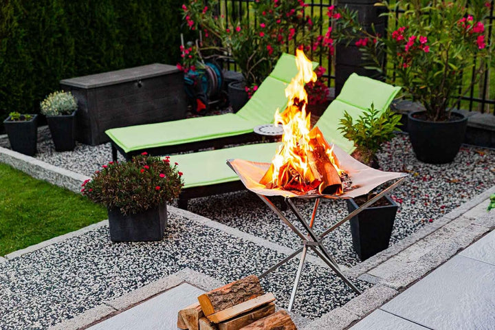FENNEK HIGHFIRE | Hochwertiges, transportables XL Feuernetz aus Edelstahl | 60 x 60 x 63 cm | Mit Ta