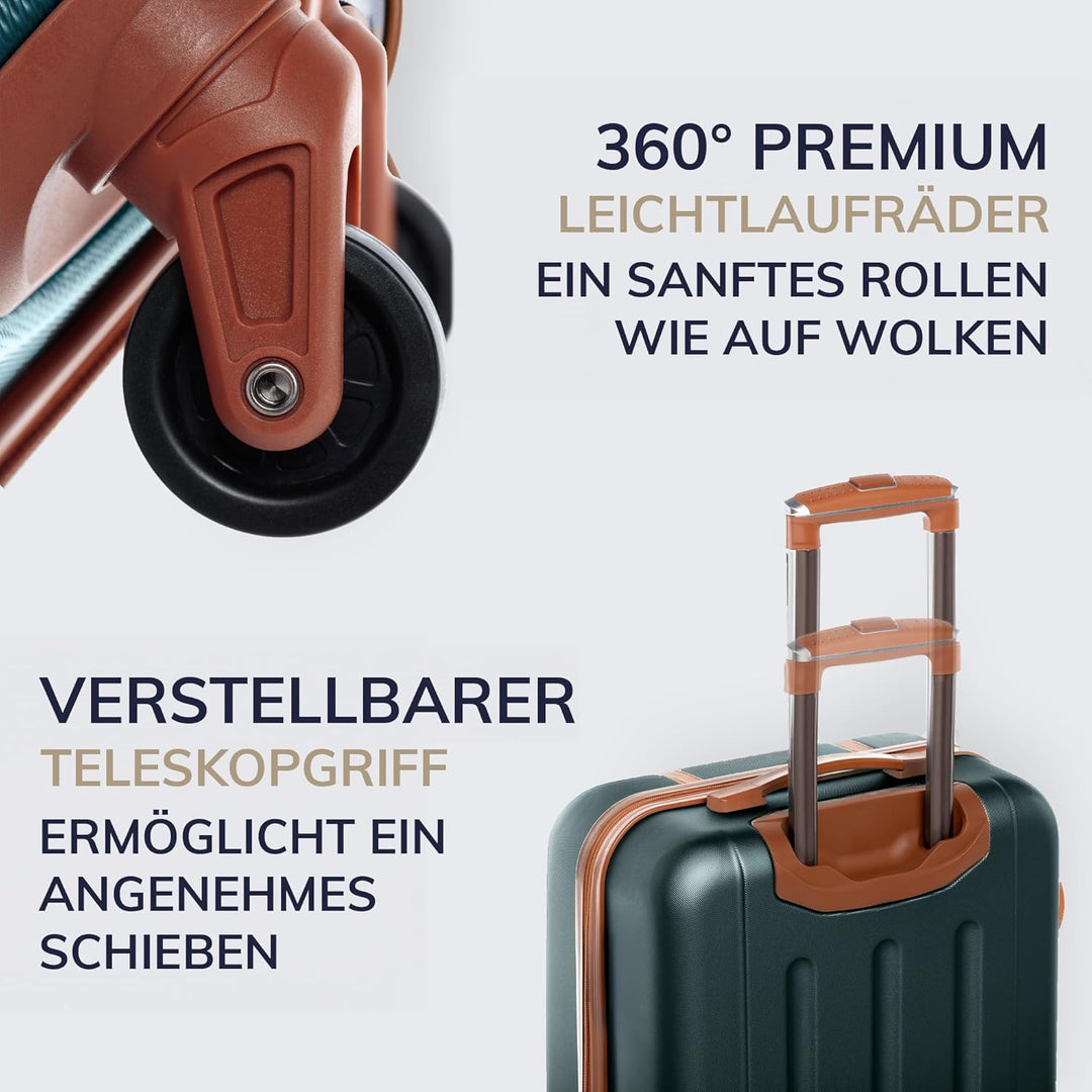 FERGÉ Kofferset Hartschale 3-teilig Milano Koffer Trolley-Set mit Handgepäck Hartschalenkoffer 4 Rol