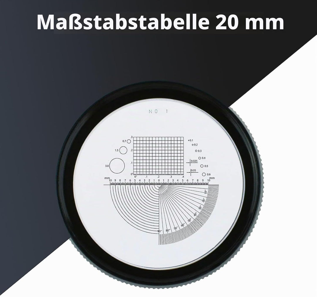 10x Vergrösserung 25mm Lupe Loupe Austauschbare Absehen 0-20mm Skala + 25mm Sichtfeld mit LED-Licht