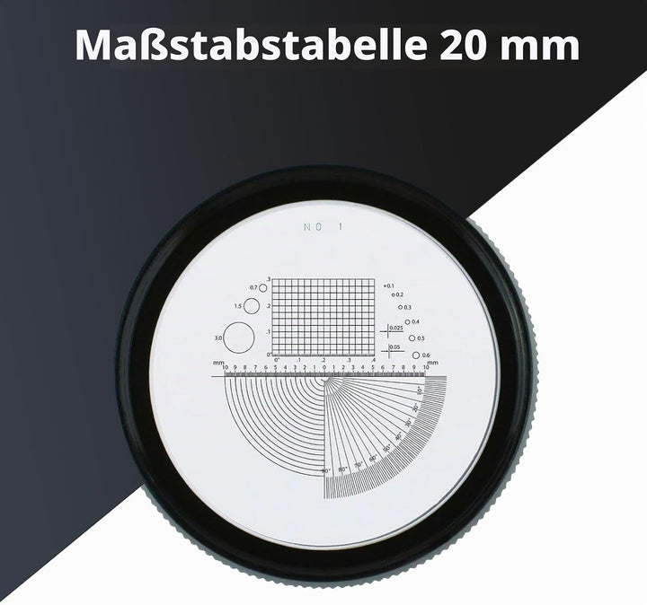 10x Vergrösserung 25mm Lupe Loupe Austauschbare Absehen 0-20mm Skala + 25mm Sichtfeld mit LED-Licht