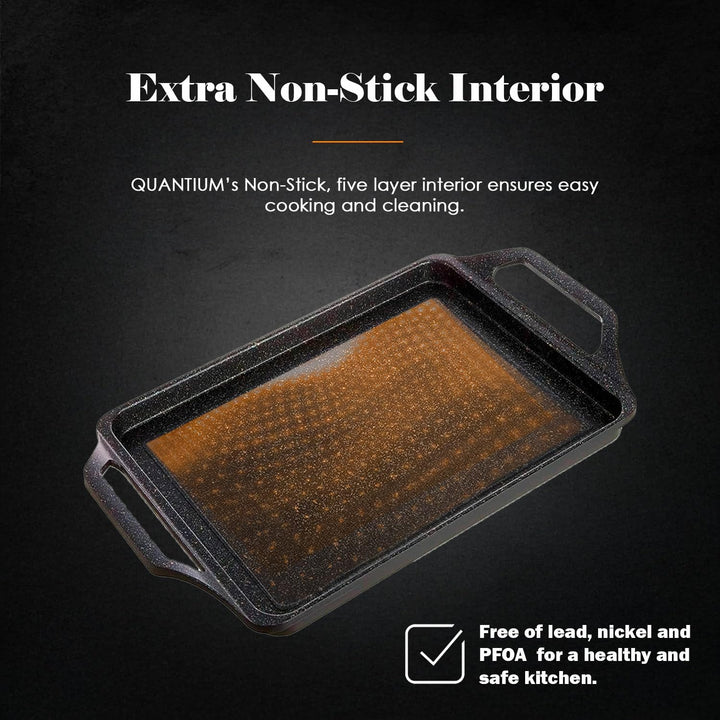 WECOOK! Ecochef Titan Grillplatte, Induktion Griddle-Pfanne 37 X 25 cm, Aluminiumguss, 5mm Dicke, Si
