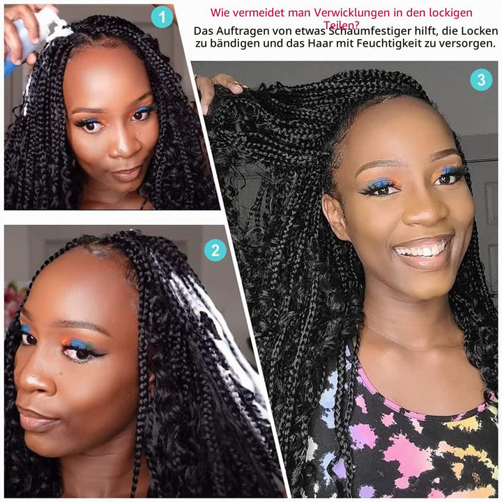 WoWCFyyds 8 Packs Crochet Braids Hair Curly 14Zoll Goddess Box Braids Crochet Hair Bohemian Hippie B