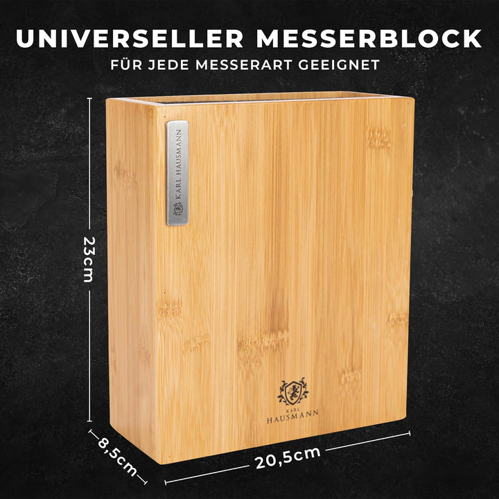 KARL HAUSMANN Bambus Messerblock, Universeller Messerblock aus Holz, universell für Küchenmesser, Kü