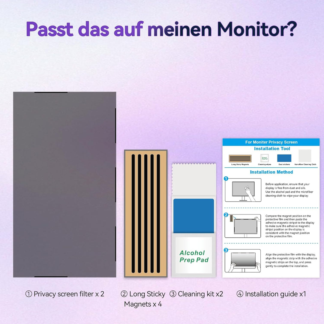IPROKKO 21.5 -Zoll Magnetischer Blickschutzfilter für 16:9 Monitor, Abnehmbarer Sichtschutz Anti Bla