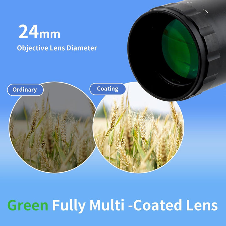 FOCUHUNTER 1.5-6X24mm Teleskop, seitlicher Parallaxenausgleich optisches Monokular, grüner voll mult