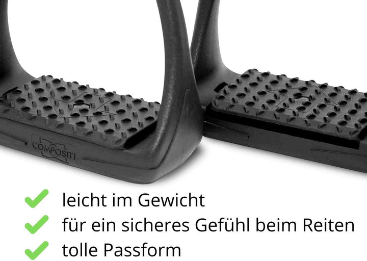 Compositi AMKA Soft Reflex Kunststoff Steigbügel schwarz breit rutschsicher mit Flexibler Tritffläch