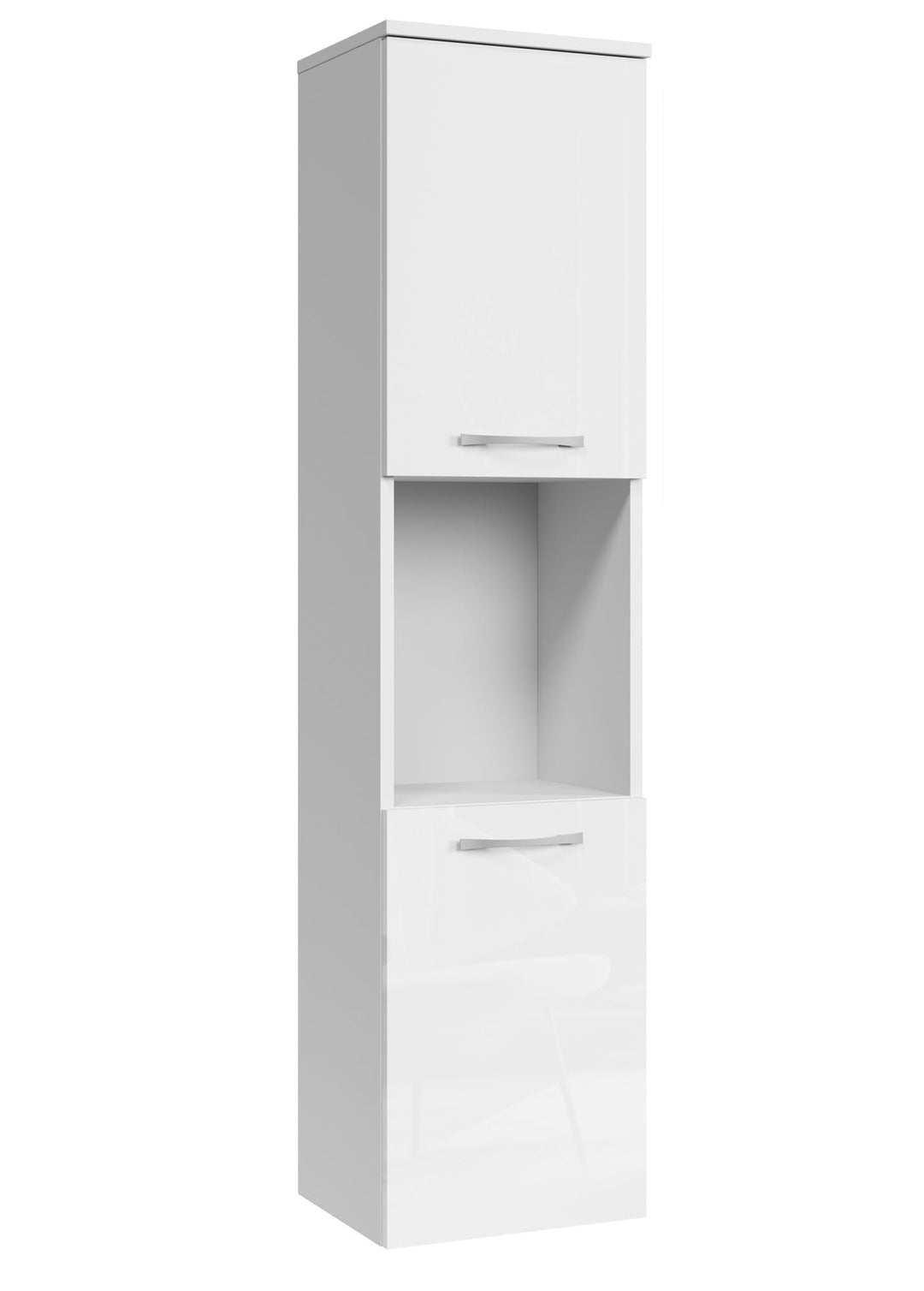 Badezimmer Schrank Montreal 131 cm Hochglanz Weiss Fronten – Regel Schrank Hochschrank Schrank Möbel