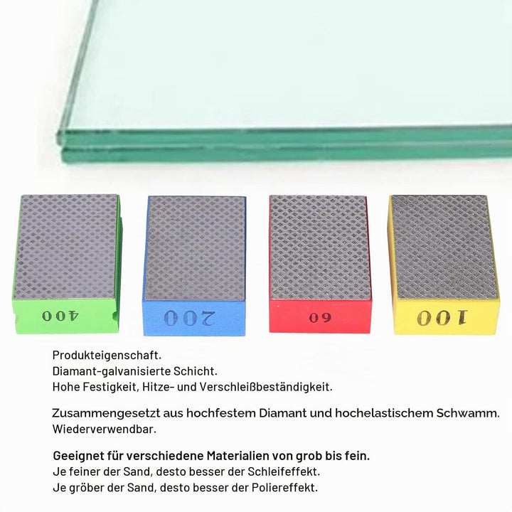 4Pcs Diamant-Handpolierpads Schleifblöcke Diamant-Handschleifpads Zum Schleifen, Schleifen, Polieren