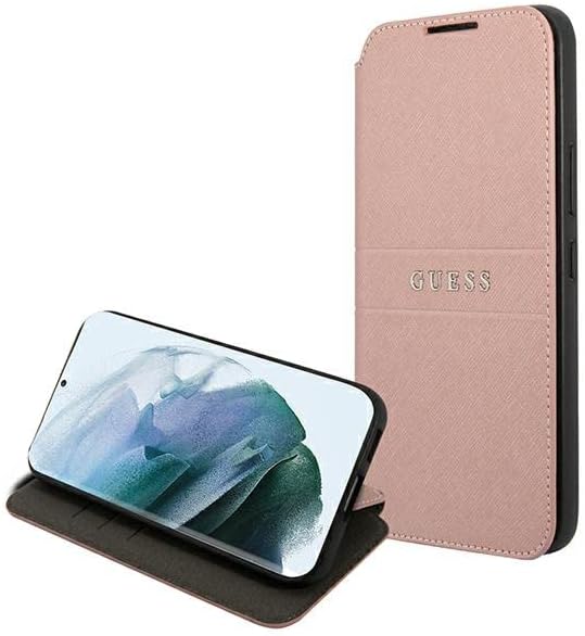 Guess GUBKS22MPSASBPI Hülle für S22+ S906 rosa Buchen Saffiano Stripes