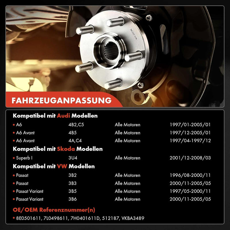 Frankberg 2x Radnabe Radlagersatz Hinterachse Kompatibel mit P.a.s.s.a.t 3B2 3B3 1.6L-2.8L 1996-2005