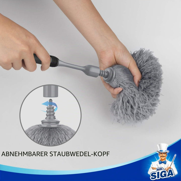 MR.SIGA Mikrofaser-Staubwedel für empfindliche Oberflächen, Ergonomischer Rutschfester Griff, Abnehm