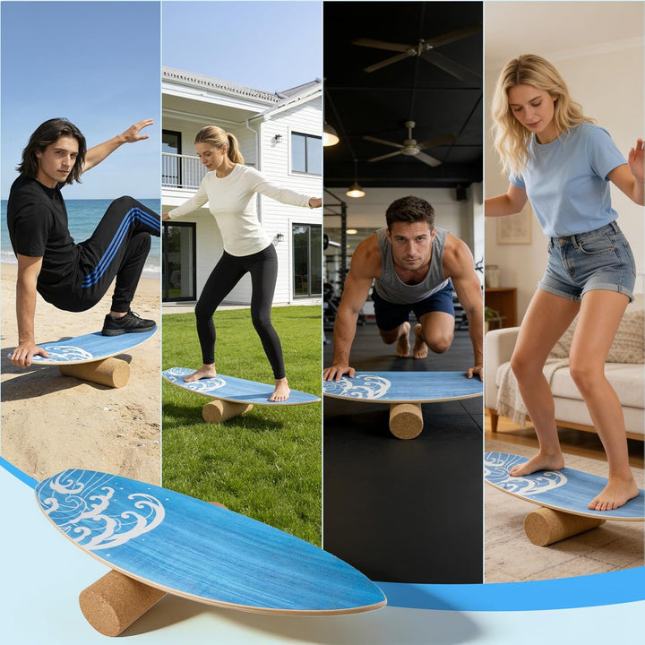 Surf Balance Board Trainer, Balanceboards Holz für Erwachsene Surf Core-Training, Fitness, Indoor Su