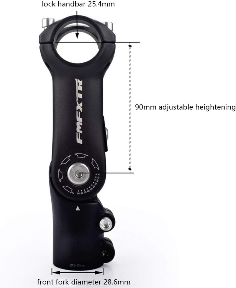 CYSKY Fahrrad Verstellbarer Vorbau 25,4 90mm / 110mm 0-90 ° Grad MTB Vorbau Lenker Vorbau für Mounta